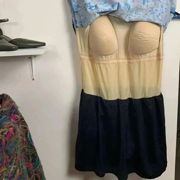 Le Cove One Piece swim suit w Attached Skirt,  blue/black/silver Size 20W - Picture 5 of 12